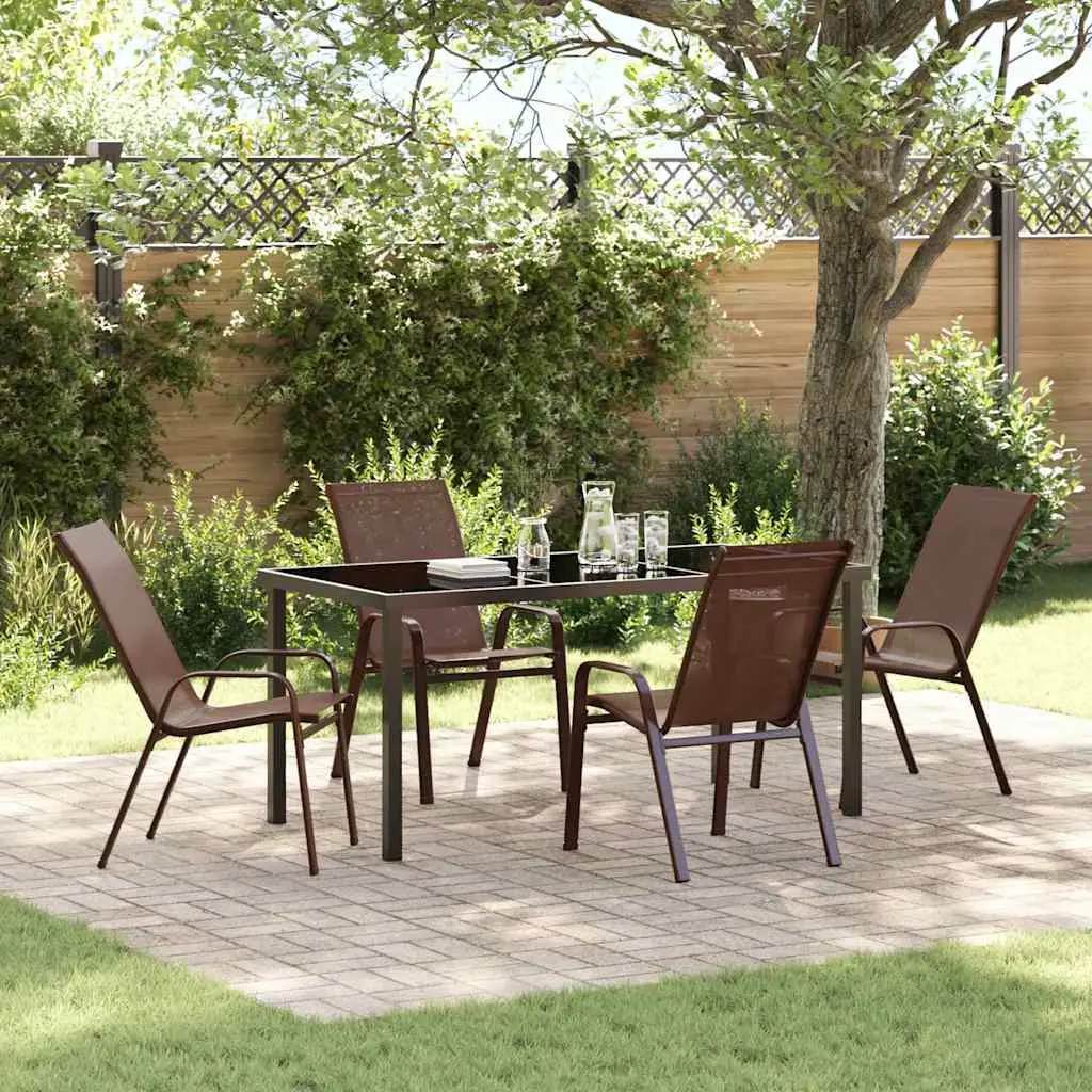 Ensemble de salle à manger pour jardin 5 pcs Marron et Noir vidaXL 3379131