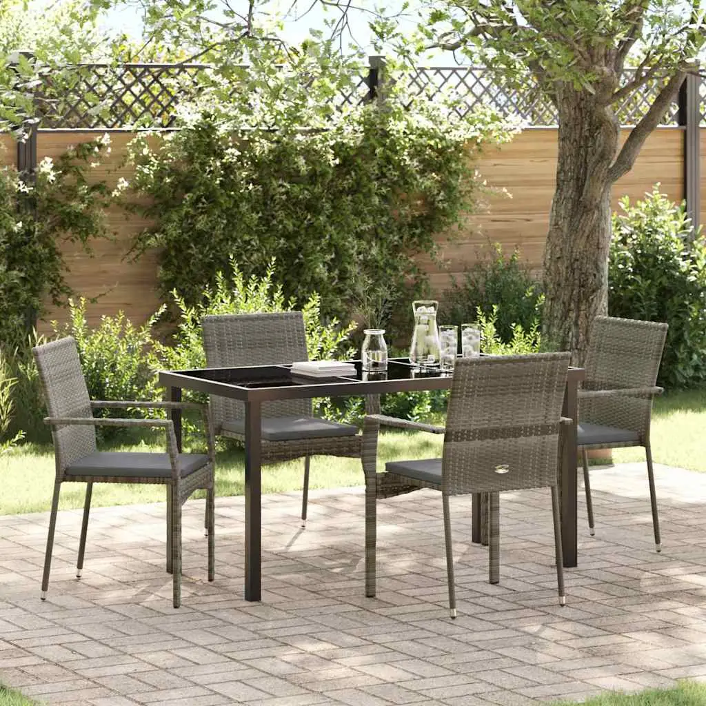 Ensemble de salle à manger pour jardin 5 pcs Gris polyrotin vidaXL 3380094