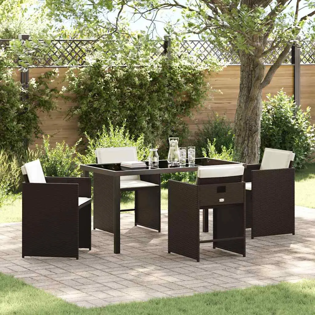 Ensemble de salle à manger pour jardin 5 pcs Marron polyrotin vidaXL 3380698