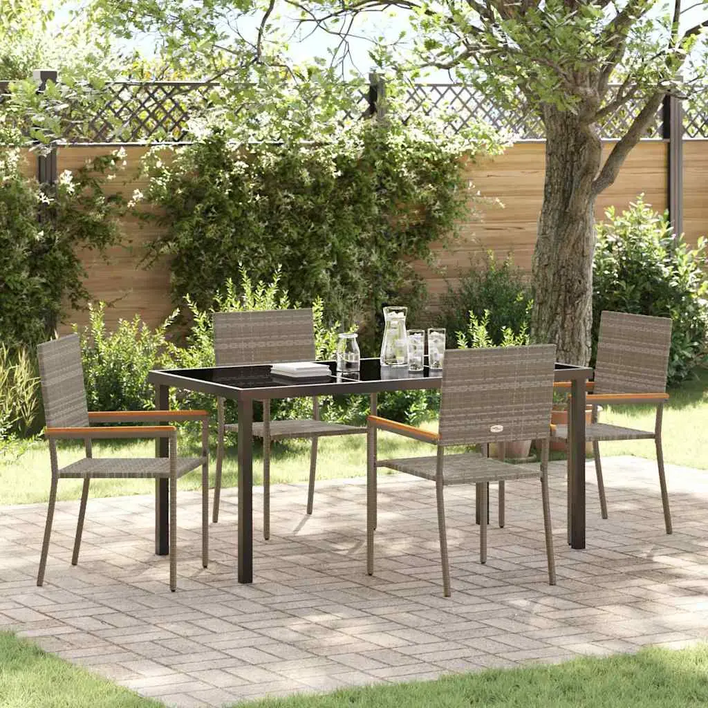 Ensemble de salle à manger pour jardin 5 pcs Gris polyrotin vidaXL 3379712