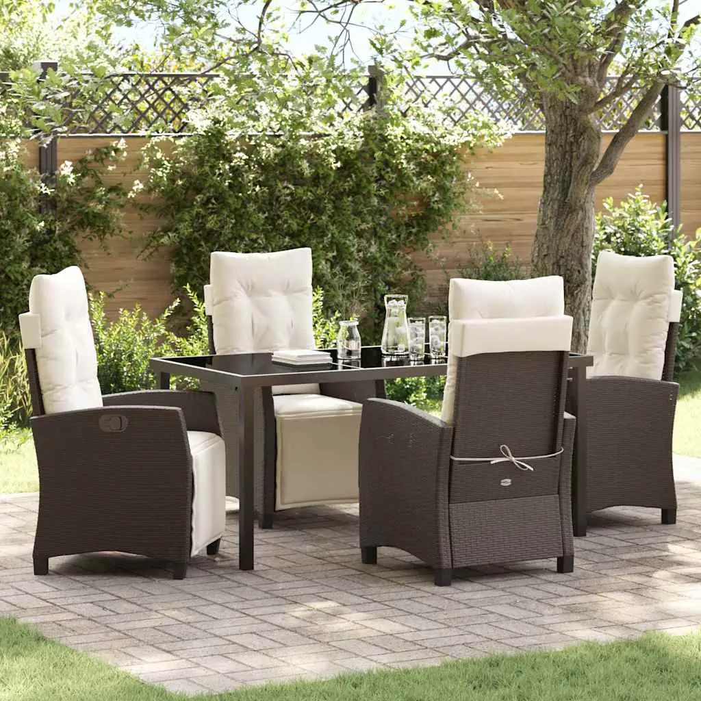 Ensemble de salle à manger pour jardin 5 pcs Marron polyrotin vidaXL 3380431