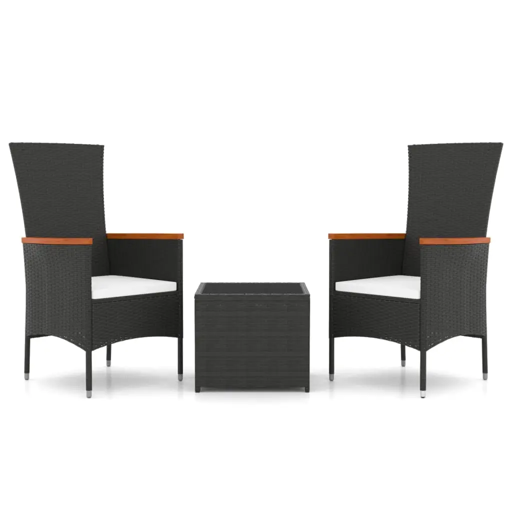 Ensemble de salon de jardin – Mobilier extérieur 3 pcs noir poly rotin et acier P843