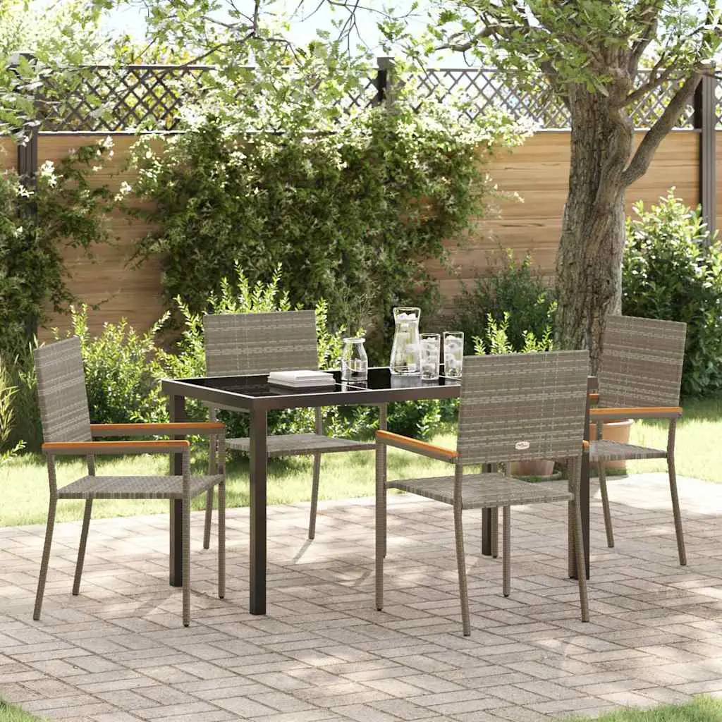 Ensemble de salle à manger pour jardin 5 pcs Gris polyrotin vidaXL 3379711