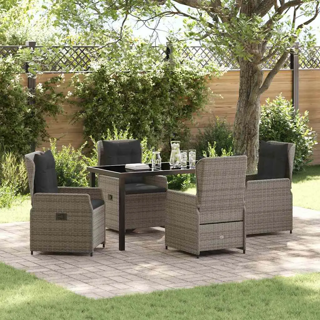 Ensemble de salle à manger pour jardin 5 pcs Gris polyrotin vidaXL 3380955