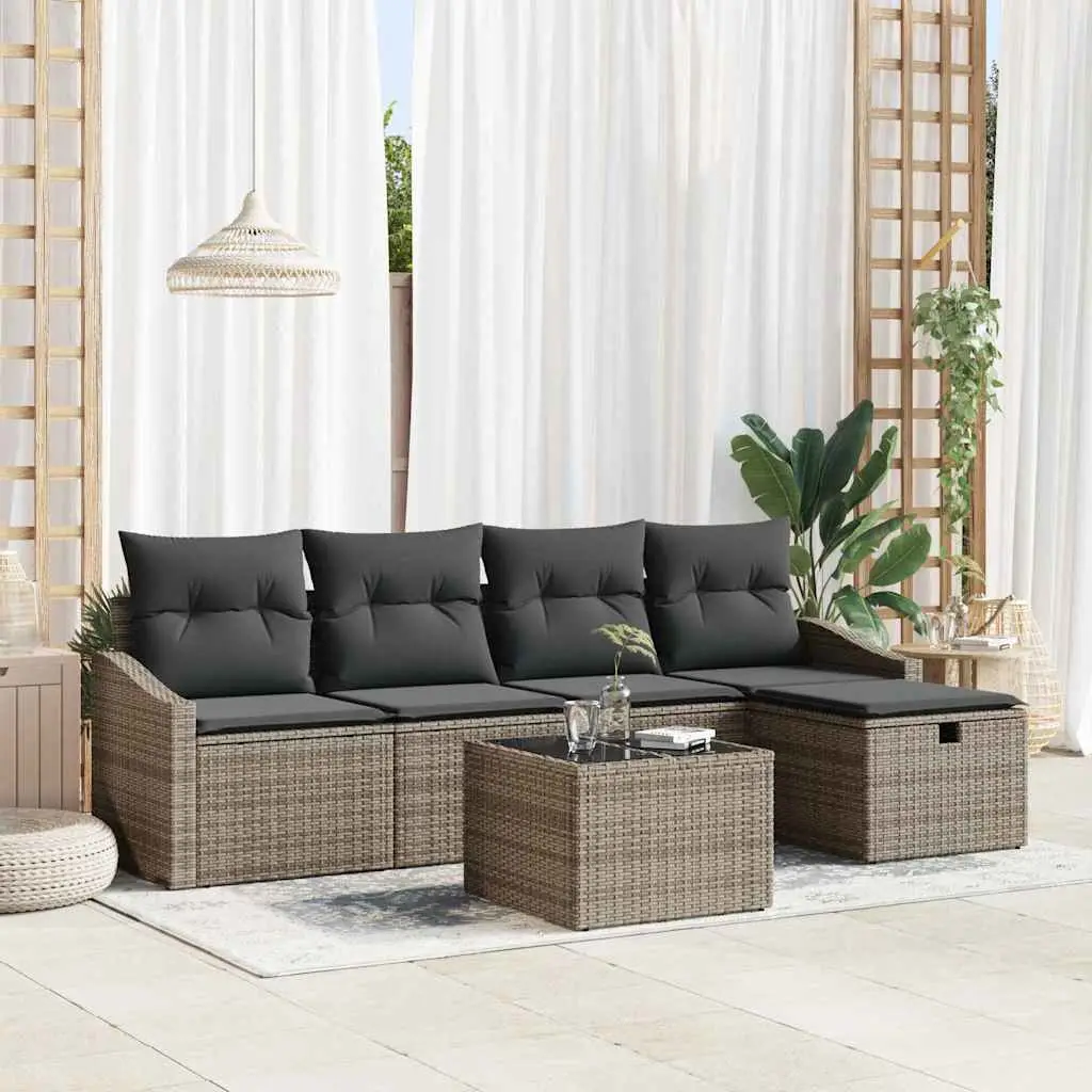 Ensemble de Canapés avec coussin 5 pcs polyrotin vidaXL 3360600 Gris/ Gris foncé