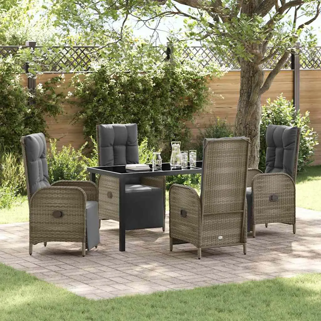 Ensemble de salle à manger pour jardin 5 pcs Gris polyrotin vidaXL 3380136
