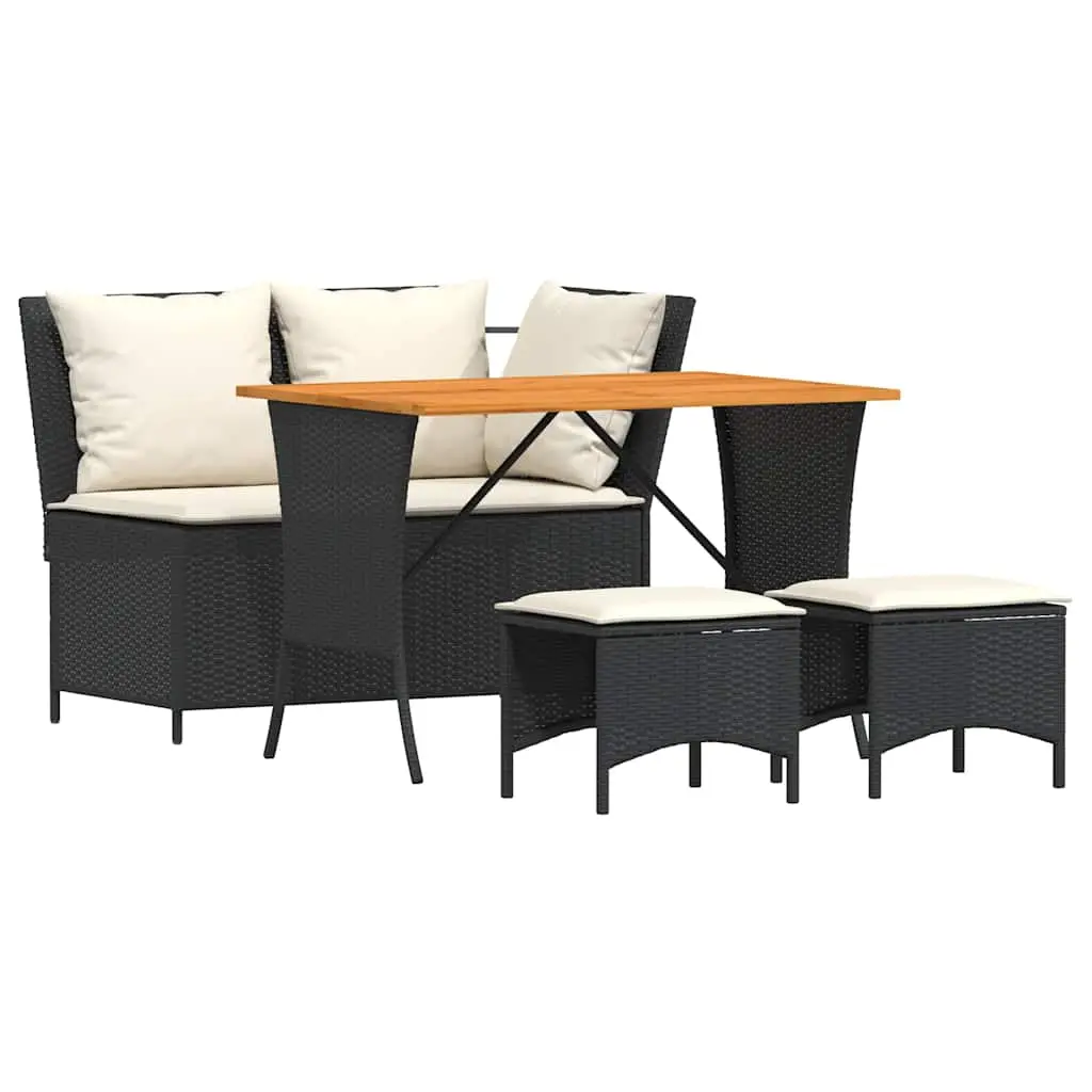 Ensemble de Salon de jardin – meuble de jardin – Mobilier de jardin 4 pcs avec coussins noir ny350