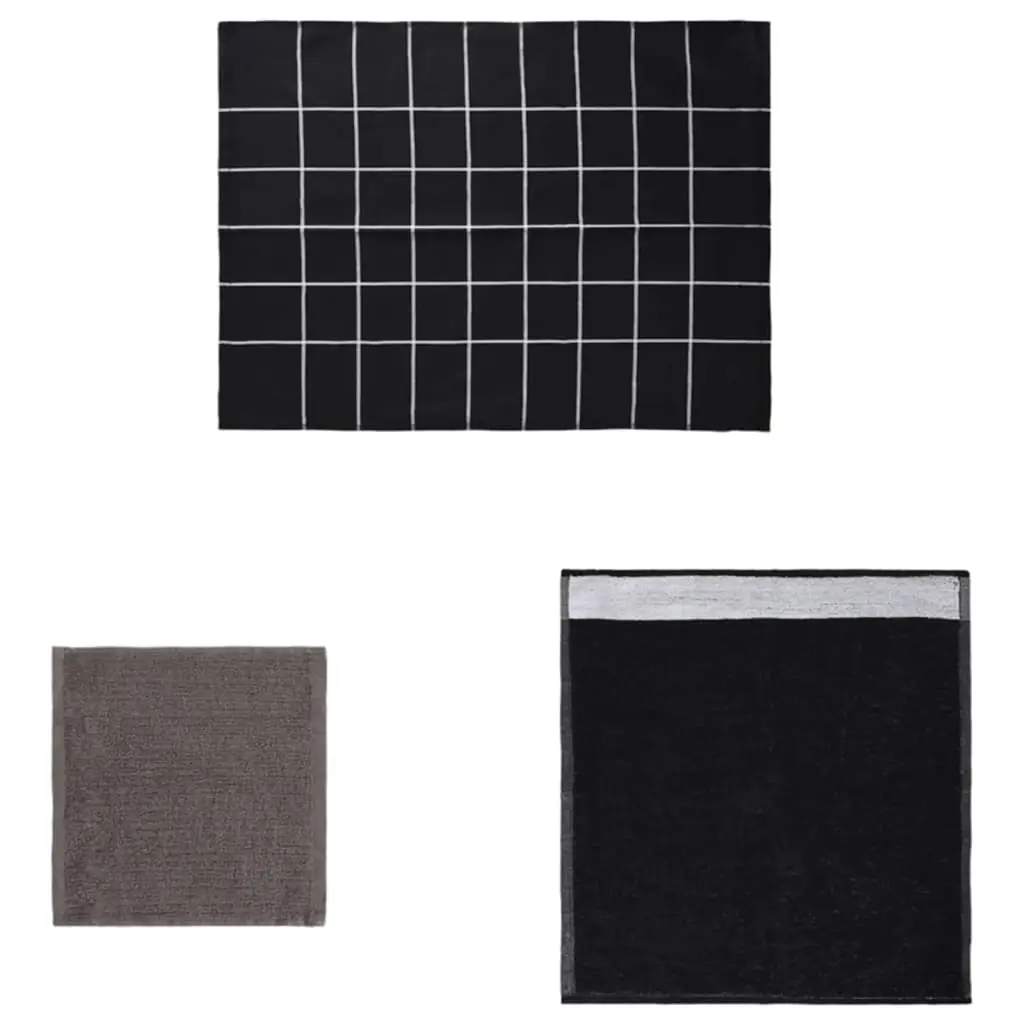 Ensemble de serviettes 12 pcs noir coton Maison Chic