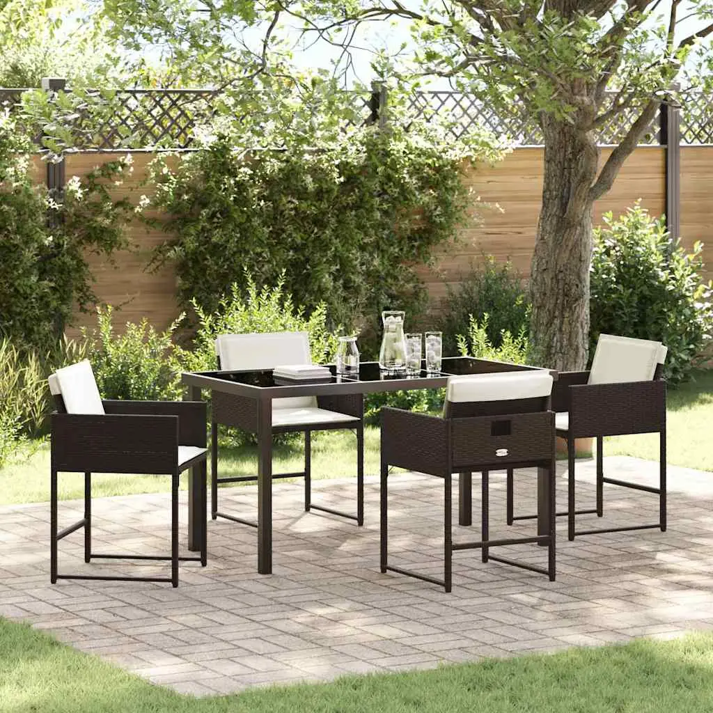 Ensemble de salle à manger pour jardin 5 pcs Marron polyrotin vidaXL 3380726