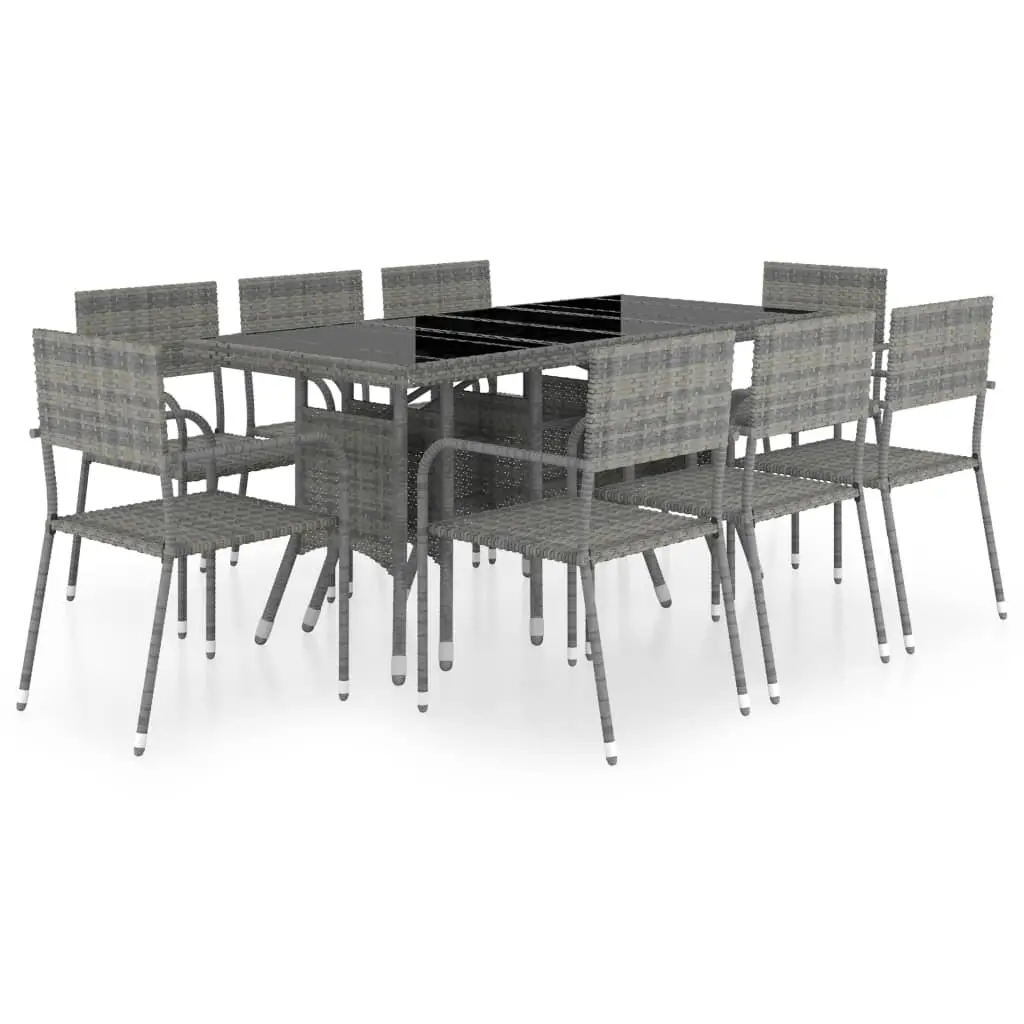 Ensemble de 9 pcs table de jardin avec chaises – mobilier de jardin Résine tressée Anthracite gris