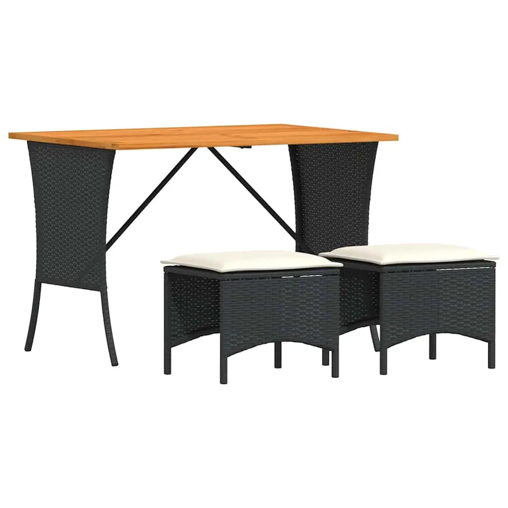 Ensemble de Salon de jardin – meuble de jardin – Mobilier de jardin avec coussins 3 pcs Noir ny345