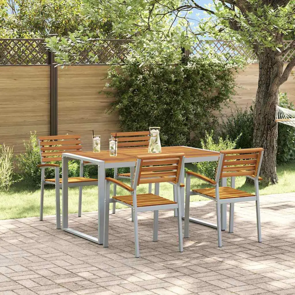 Ensemble de salle à manger pour jardin 5 pcs Gris vidaXL 3284359