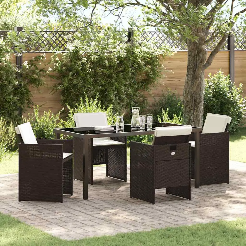 Ensemble de salle à manger pour jardin 5 pcs Marron polyrotin vidaXL 3379954 Marron et blanc crème