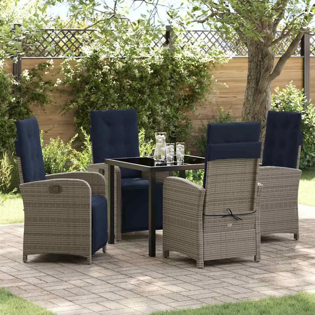 Ensemble de salle à manger pour jardin 5 pcs Gris polyrotin vidaXL 3380359