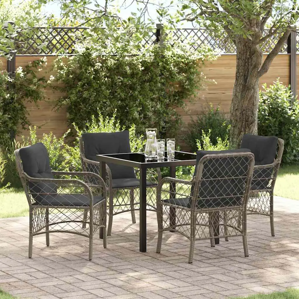Ensemble de salle à manger pour jardin 5 pcs Gris polyrotin vidaXL 3380219 gris et gris foncé