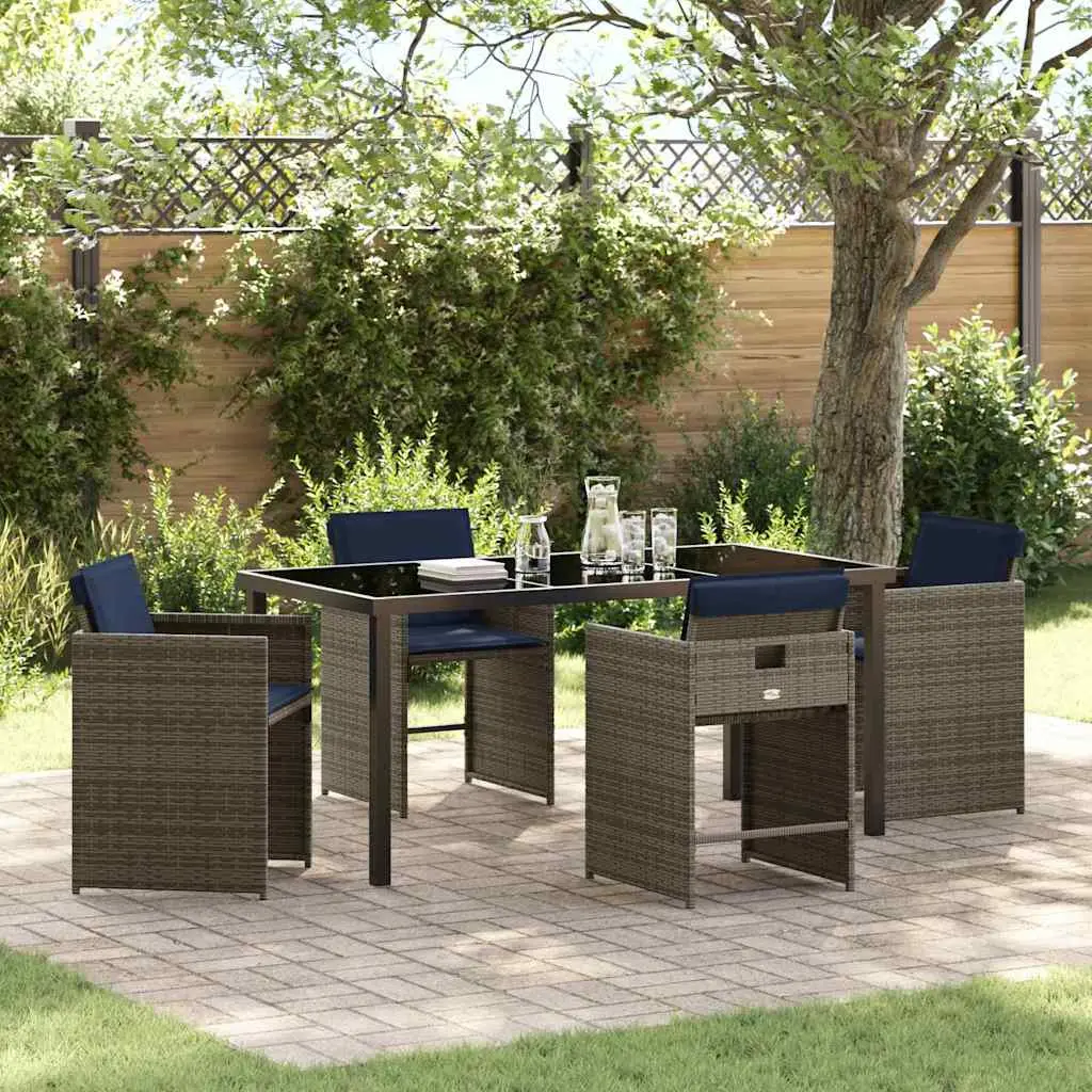 Ensemble de salle à manger pour jardin 5 pcs Gris polyrotin vidaXL 3380002