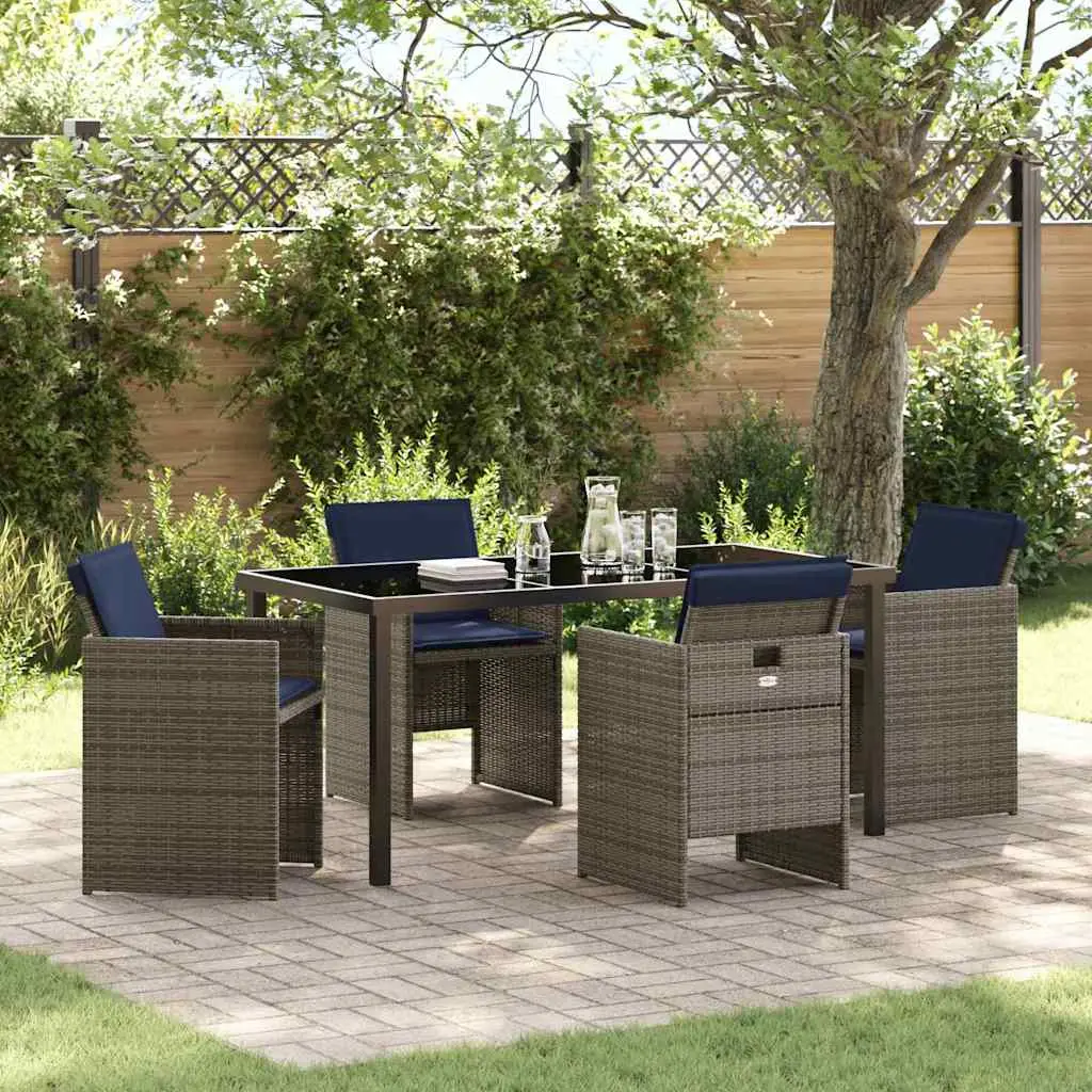 Ensemble de salle à manger pour jardin 5 pcs Gris polyrotin vidaXL 3379970