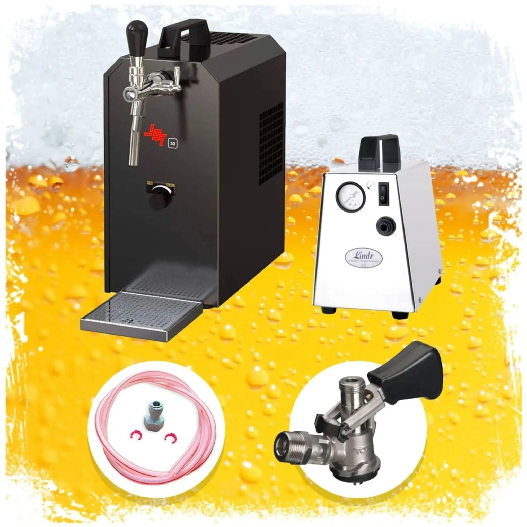 Ensemble complet – Tireuse a biere – JET 30 machine a biere, pompe a biere 1 ligne, 35 litres/h, professionnelle, KEG: Set tous de tete de fut