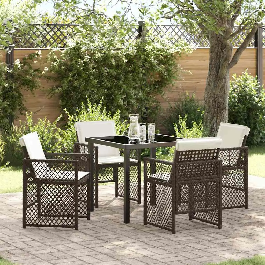 Ensemble de salle à manger pour jardin 5 pcs Marron polyrotin vidaXL 3380629