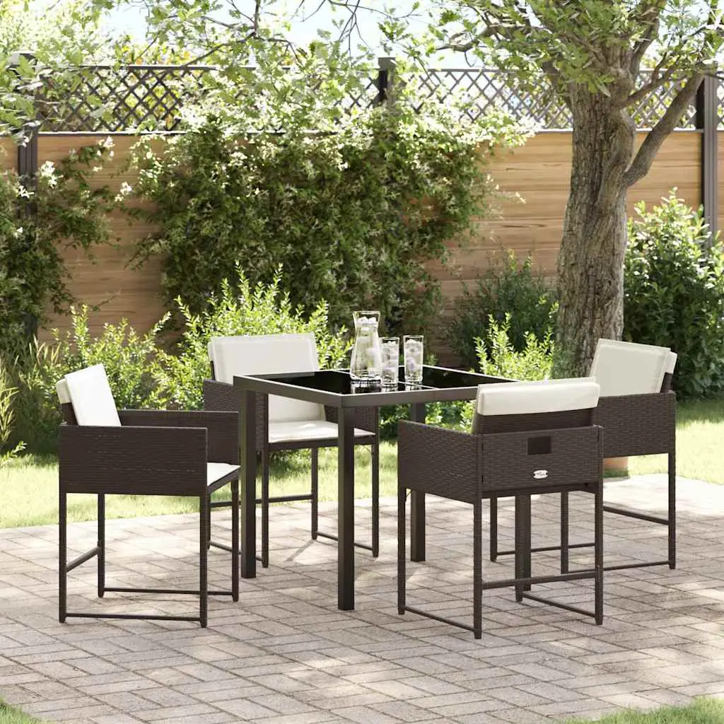 Ensemble de salle à manger pour jardin 5 pcs Marron polyrotin vidaXL 3380016 Marron et blanc crème