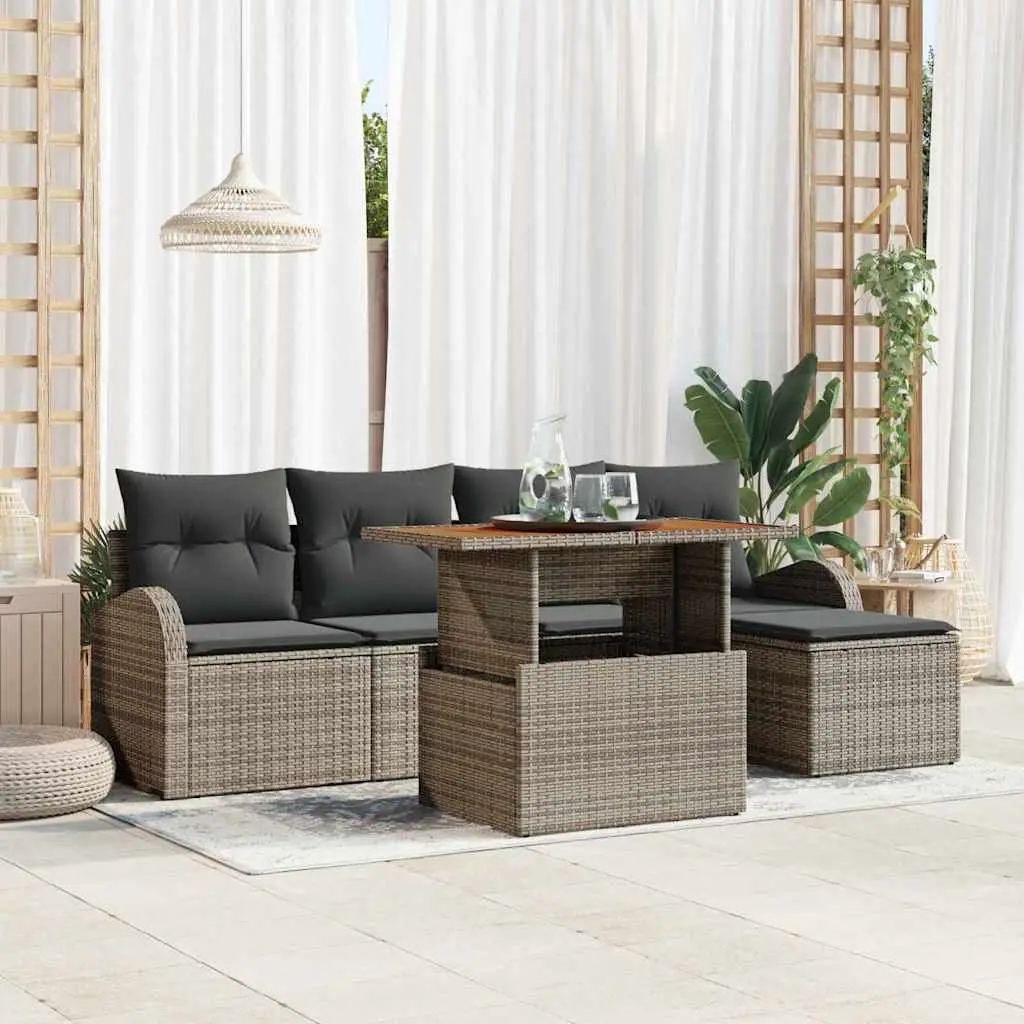 Ensemble de canapé de jardin avec coussin 6 pcs Gris vidaXL 3349572