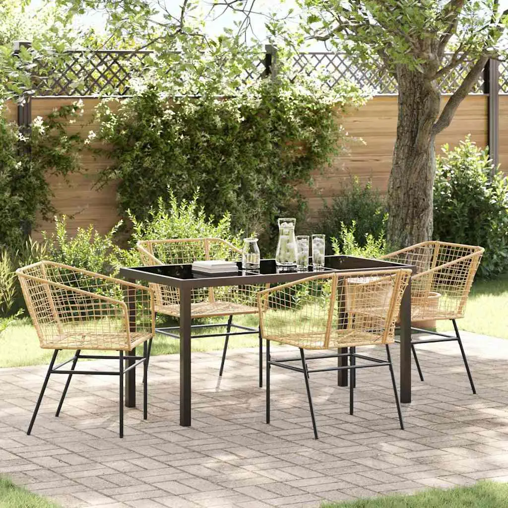 Ensemble de salle à manger pour jardin 5 pcs Marron polyrotin vidaXL 3380899 Naturel