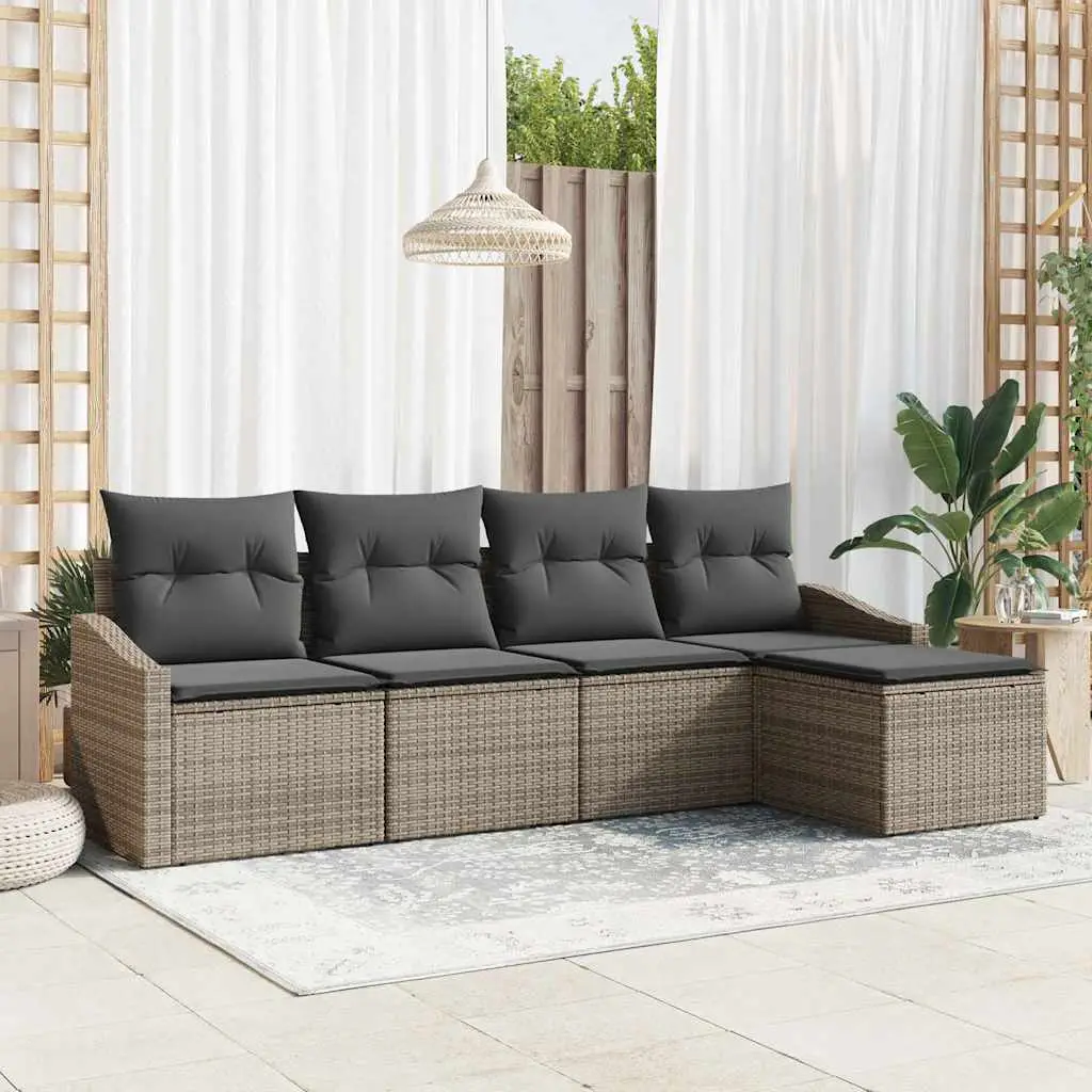 Ensemble de Canapés avec coussin 5 pcs Gris polyrotin vidaXL 3346679