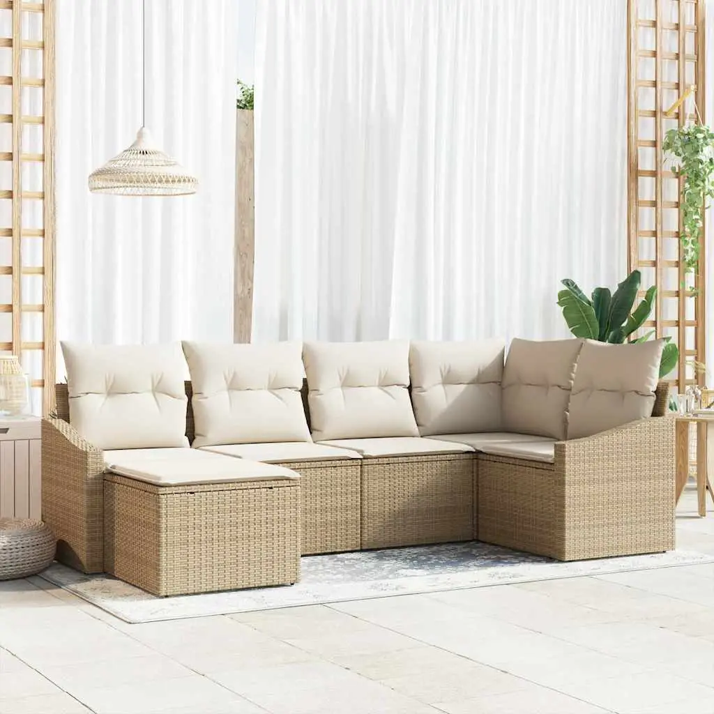 Ensemble de Canapés avec coussin 6 pcs Beige polyrotin vidaXL 3346791 beige et crème