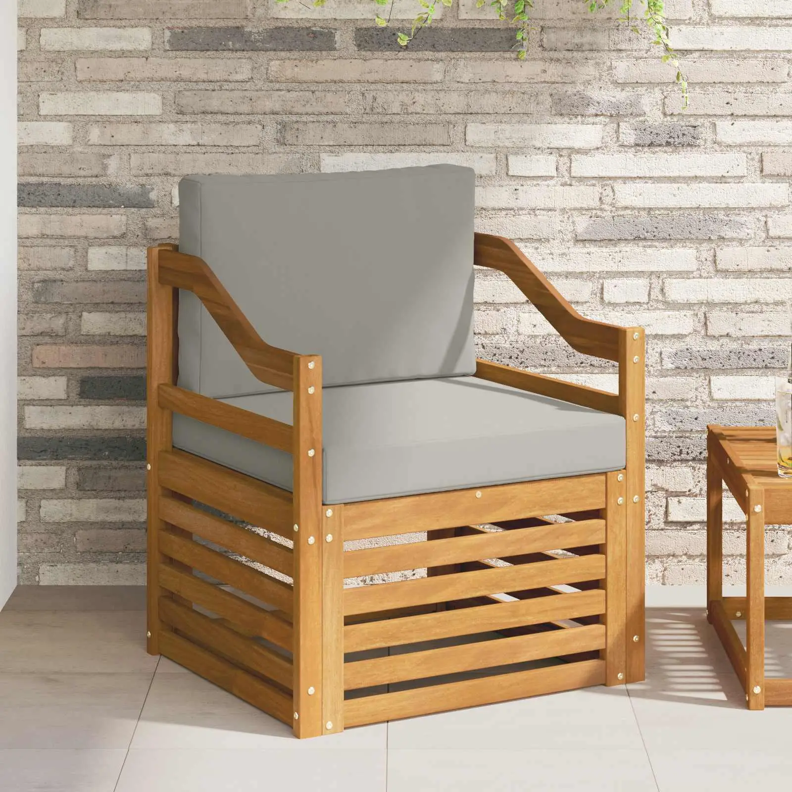 Canapé d’extérieur Bois d’acacia massif et polyester Naturel vidaXL 3436371 Naturel et gris clair
