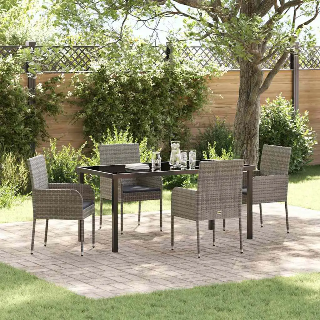 Ensemble de salle à manger pour jardin 5 pcs Gris polyrotin vidaXL 3380109
