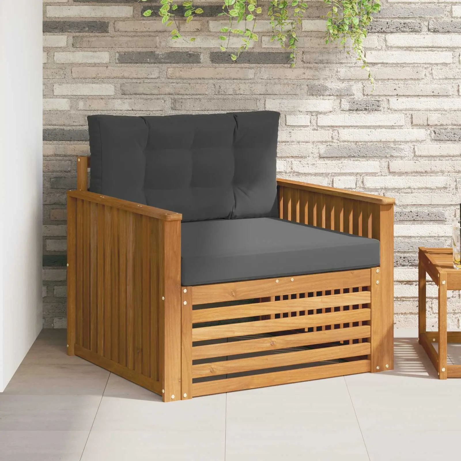 Canapé d’extérieur Bois d’acacia massif et polyester vidaXL 3436392 Naturel et anthracite