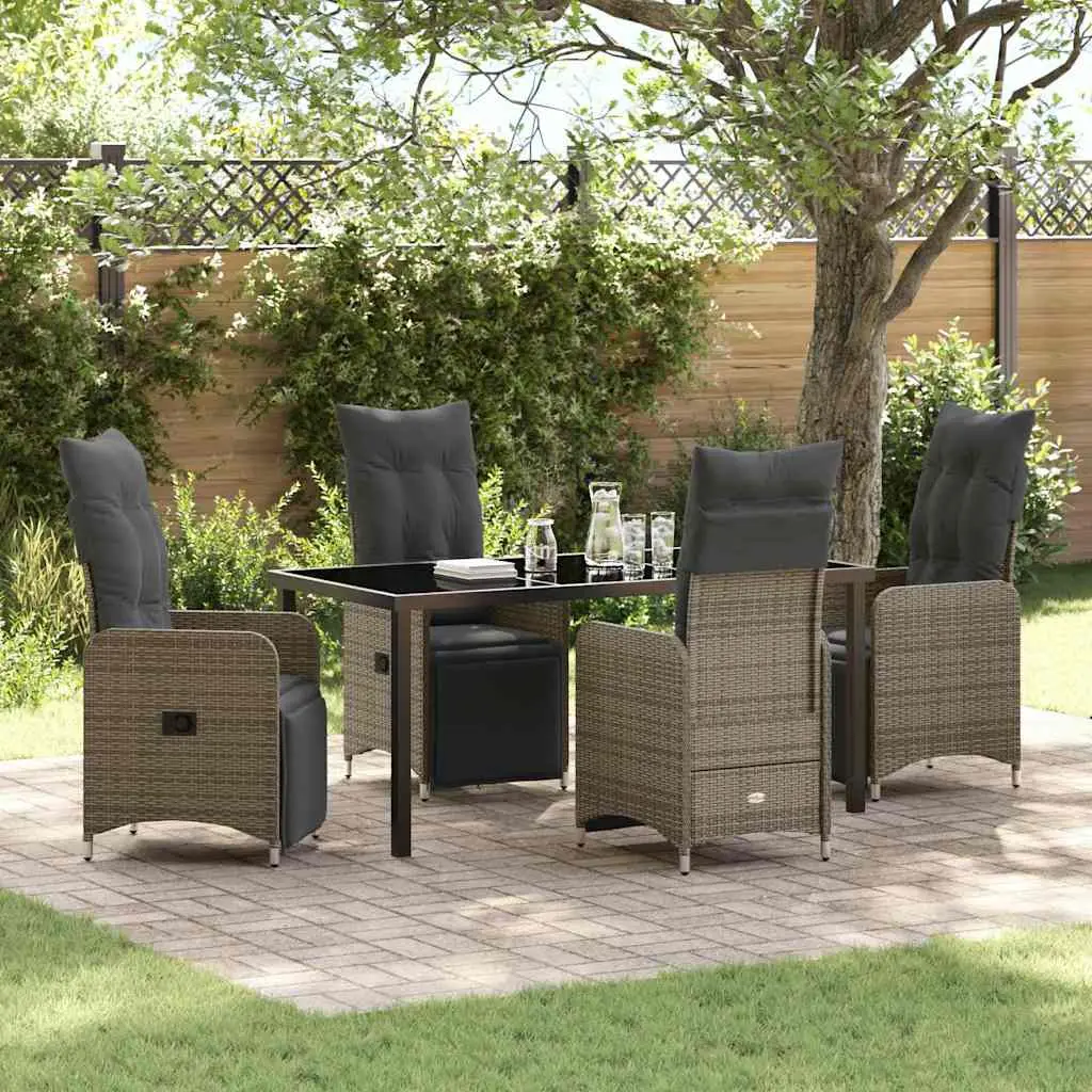 Ensemble de salle à manger pour jardin 5 pcs Gris polyrotin vidaXL 3379677