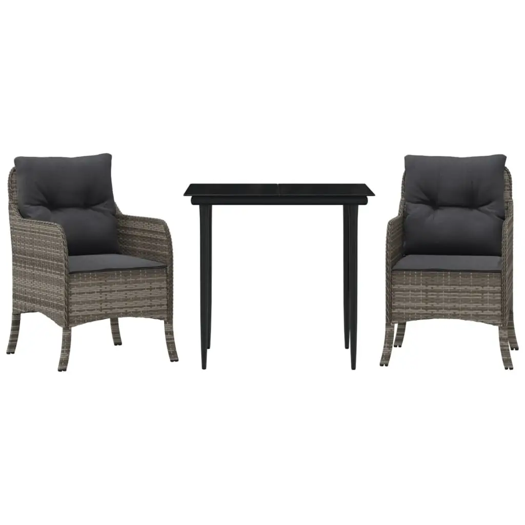 Ensemble de Salon de jardin – meuble de jardin – Mobilier de jardin 3 pcs coussins gris résine tressée