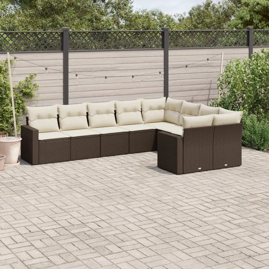 Ensemble de jardin 9 personnes Marron en résine tressée avec coffres de rangement modulables – ComfortXL Outdoor Living Brun
