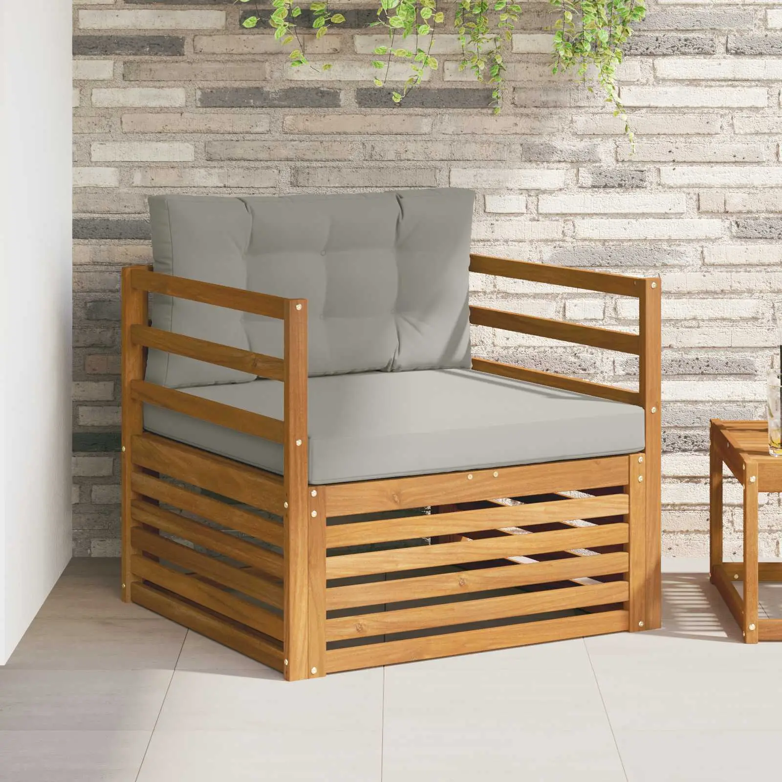 Canapé d’extérieur Bois d’acacia massif et polyester vidaXL 3436376 Naturel et gris clair