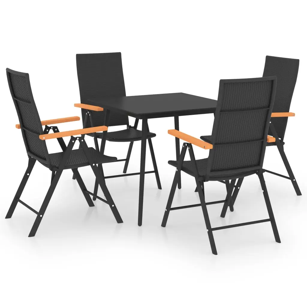 Ensemble de 5 pcs table de jardin avec chaises – mobilier de jardin noir et marron-JU3025 Noir