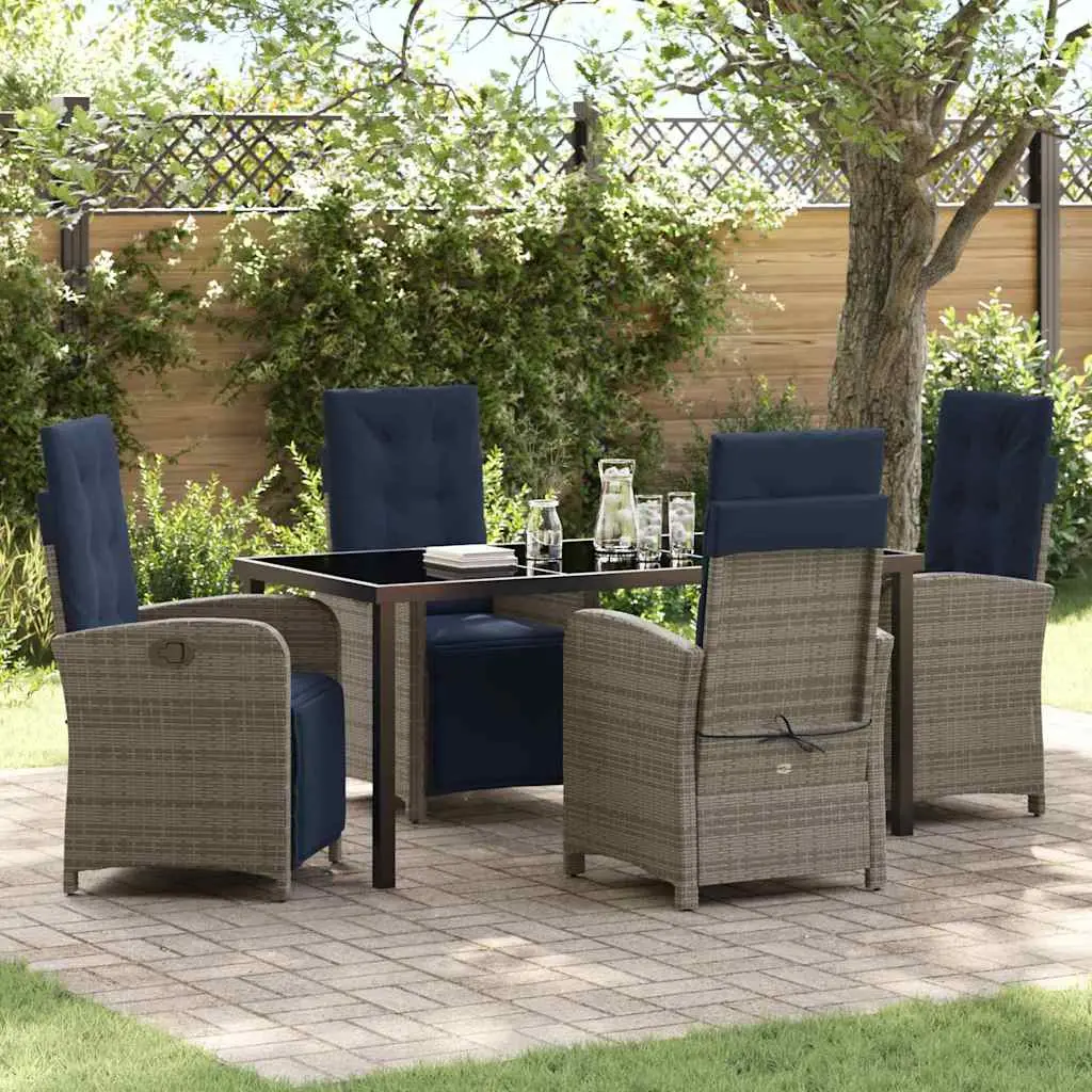 Ensemble de salle à manger pour jardin 5 pcs Gris polyrotin vidaXL 3380361