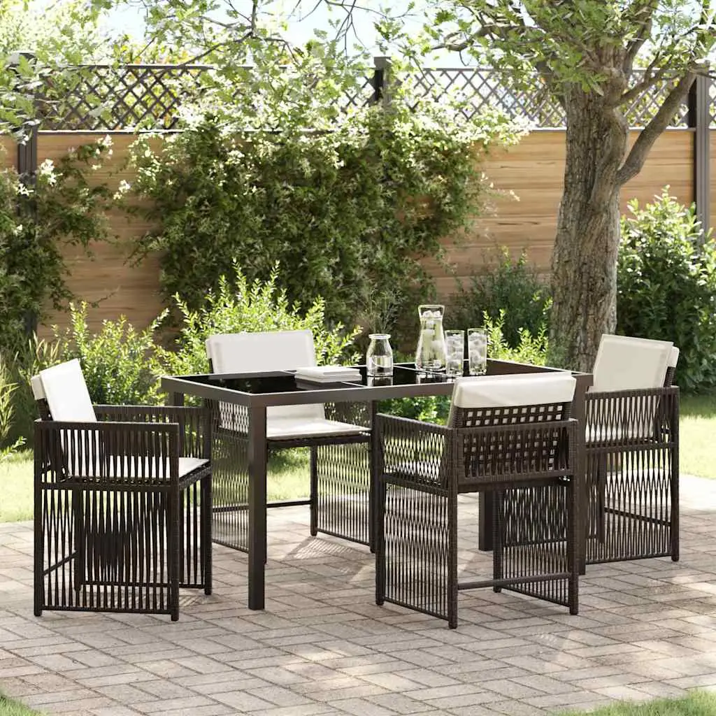 Ensemble de salle à manger pour jardin 5 pcs Marron polyrotin vidaXL 3380782