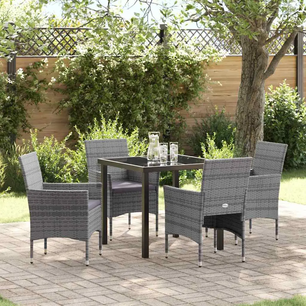 Ensemble de salle à manger pour jardin 5 pcs Gris polyrotin vidaXL 3379731