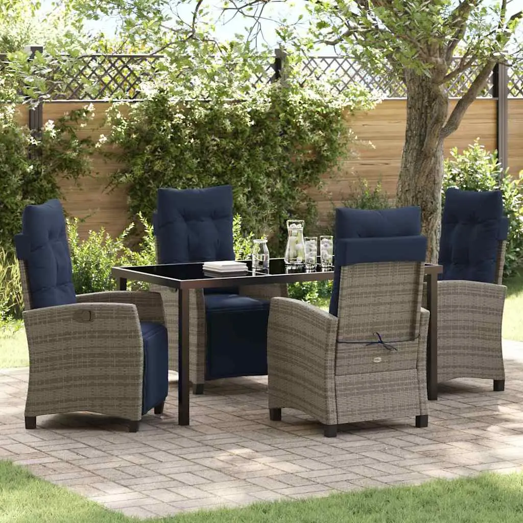 Ensemble de salle à manger pour jardin 5 pcs Gris polyrotin vidaXL 3380473