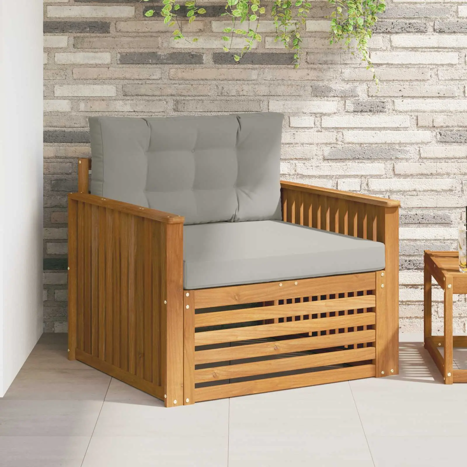 Canapé d’extérieur Bois d’acacia massif et polyester vidaXL 3436391 Naturel et gris clair