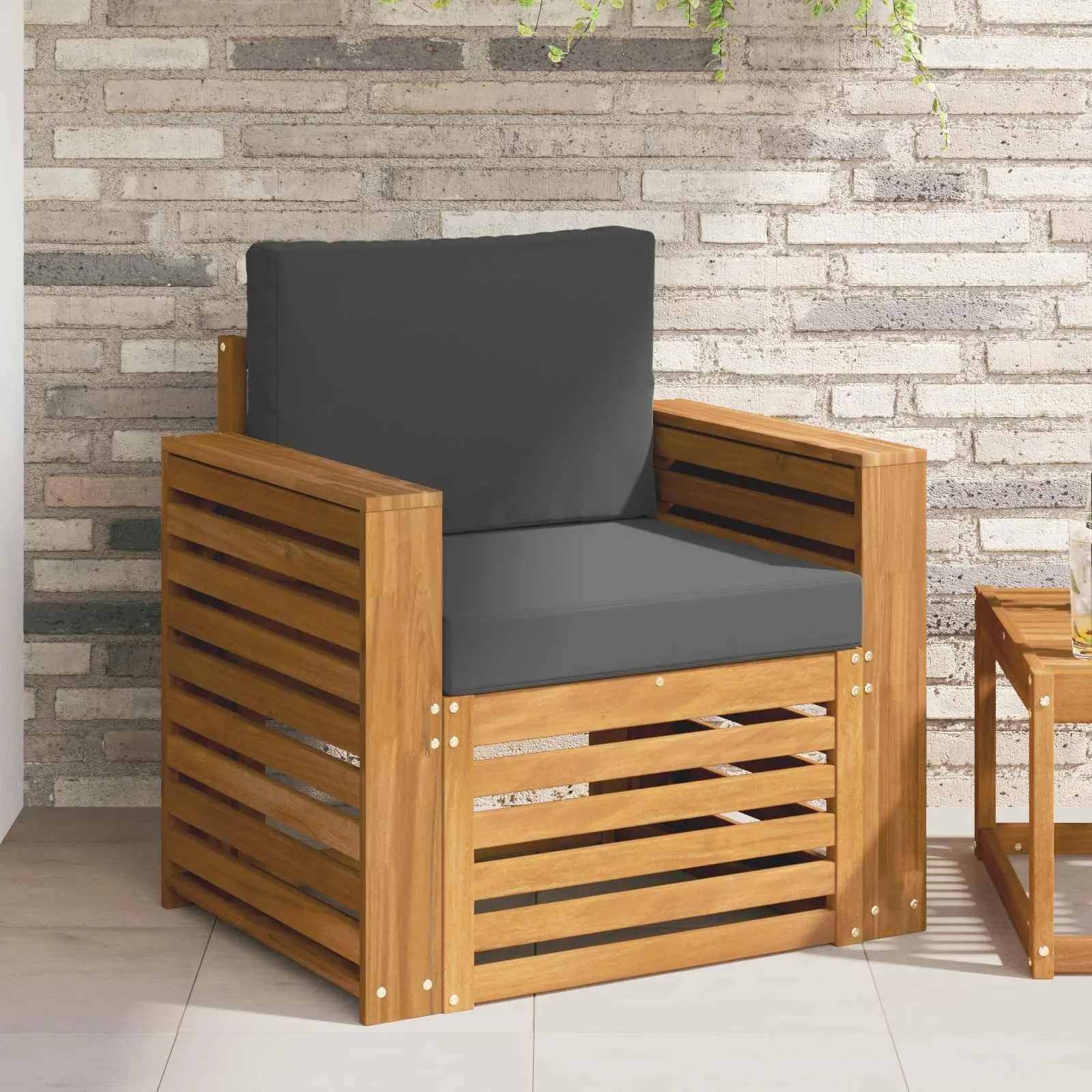 Canapé d’extérieur Bois d’acacia massif et polyester Naturel vidaXL 3436362 Naturel et anthracite