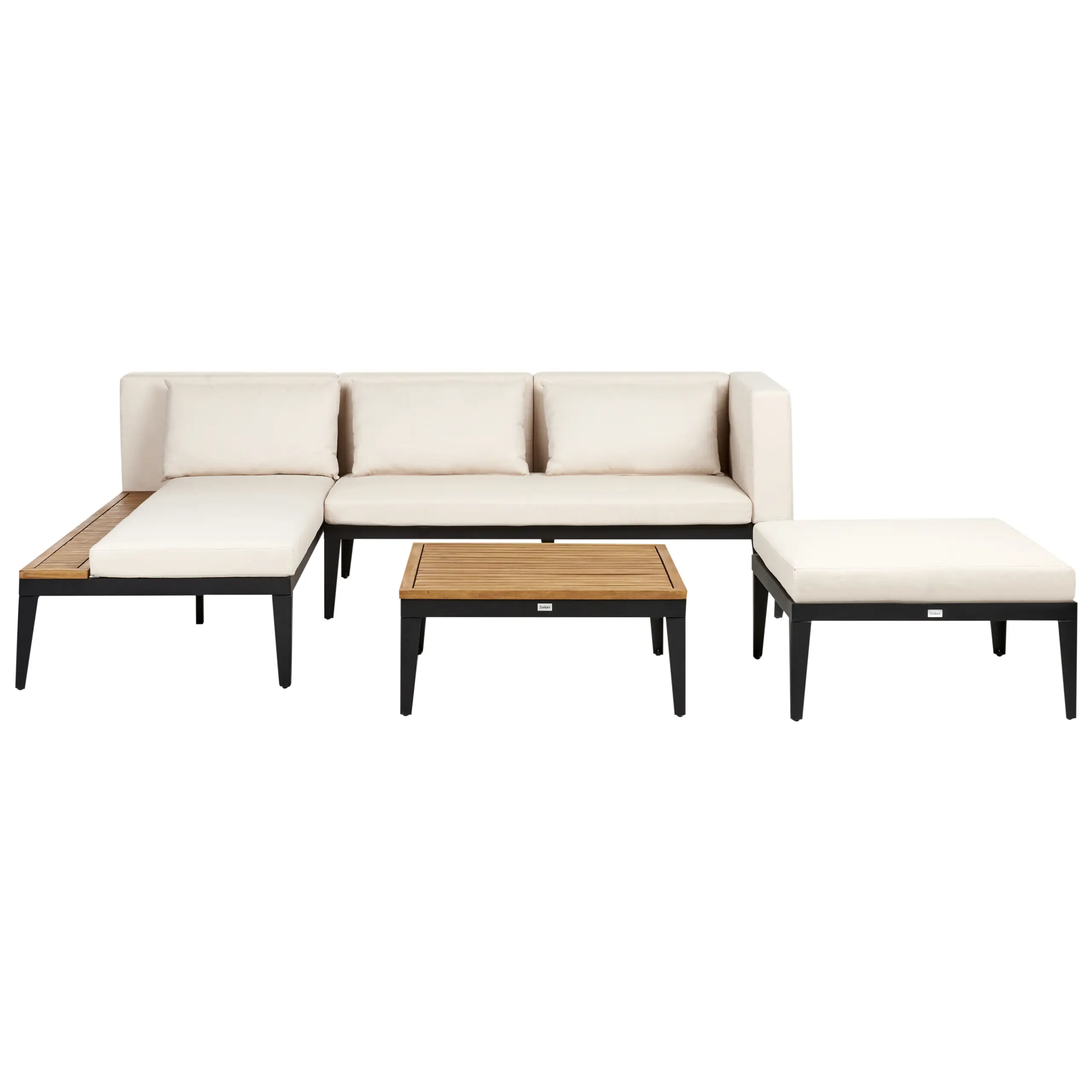 Ensemble de salon de jardin – Mobilier de jardin avec table et ottoman 3 places BRACCIANO Côté droit Bois d’acacia certifié Beige clair