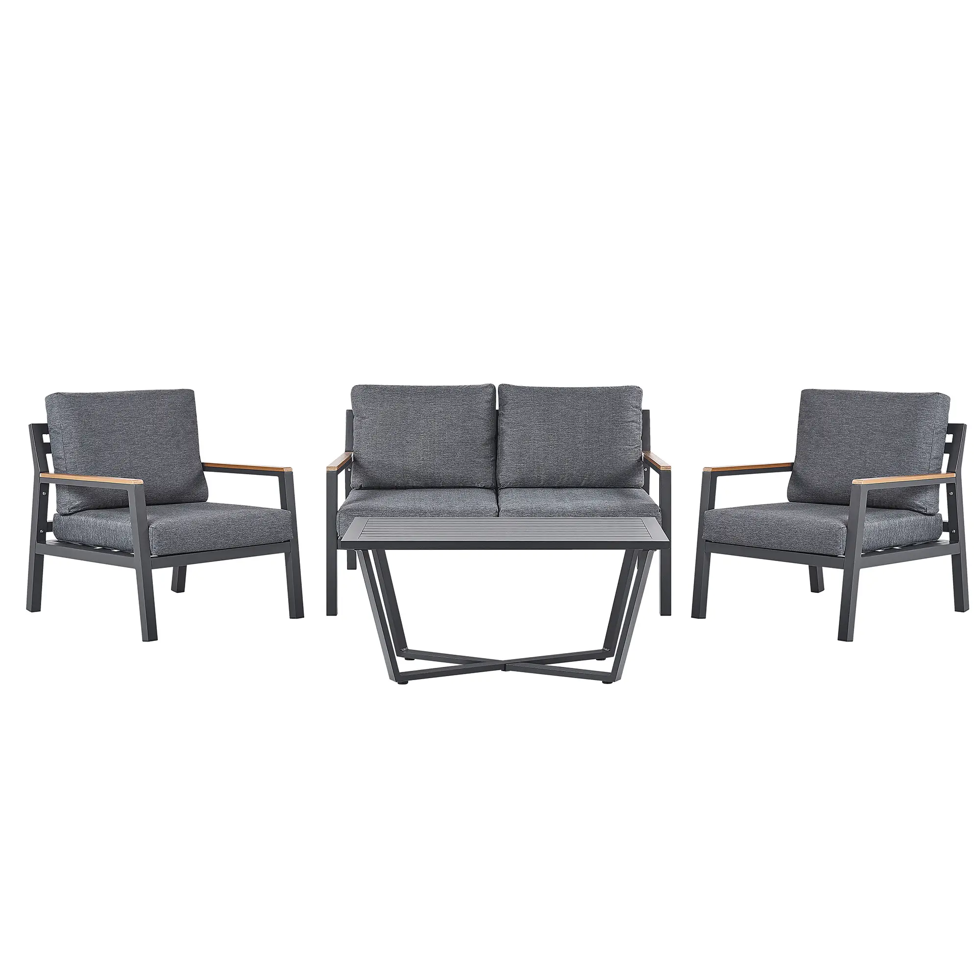 Ensemble de salon de jardin – Mobilier de jardin avec table 4 places DELIA Métal Gris