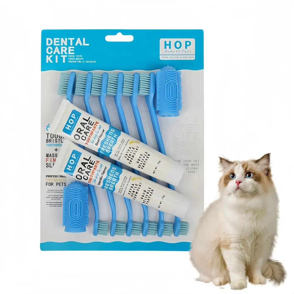 Ensemble de dentifrice et brosse à dents pour chat IntiMeg