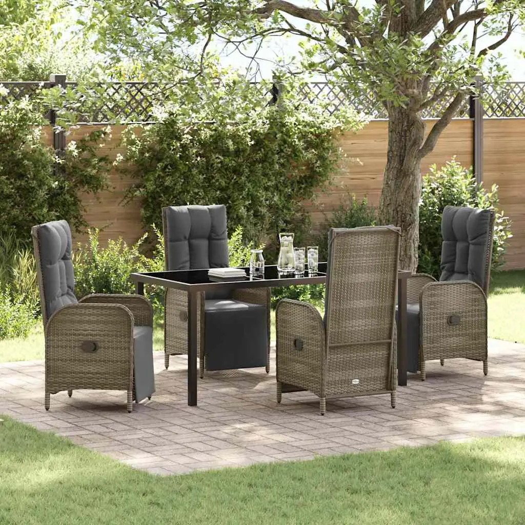 Ensemble de salle à manger pour jardin 5 pcs Gris polyrotin vidaXL 3380137