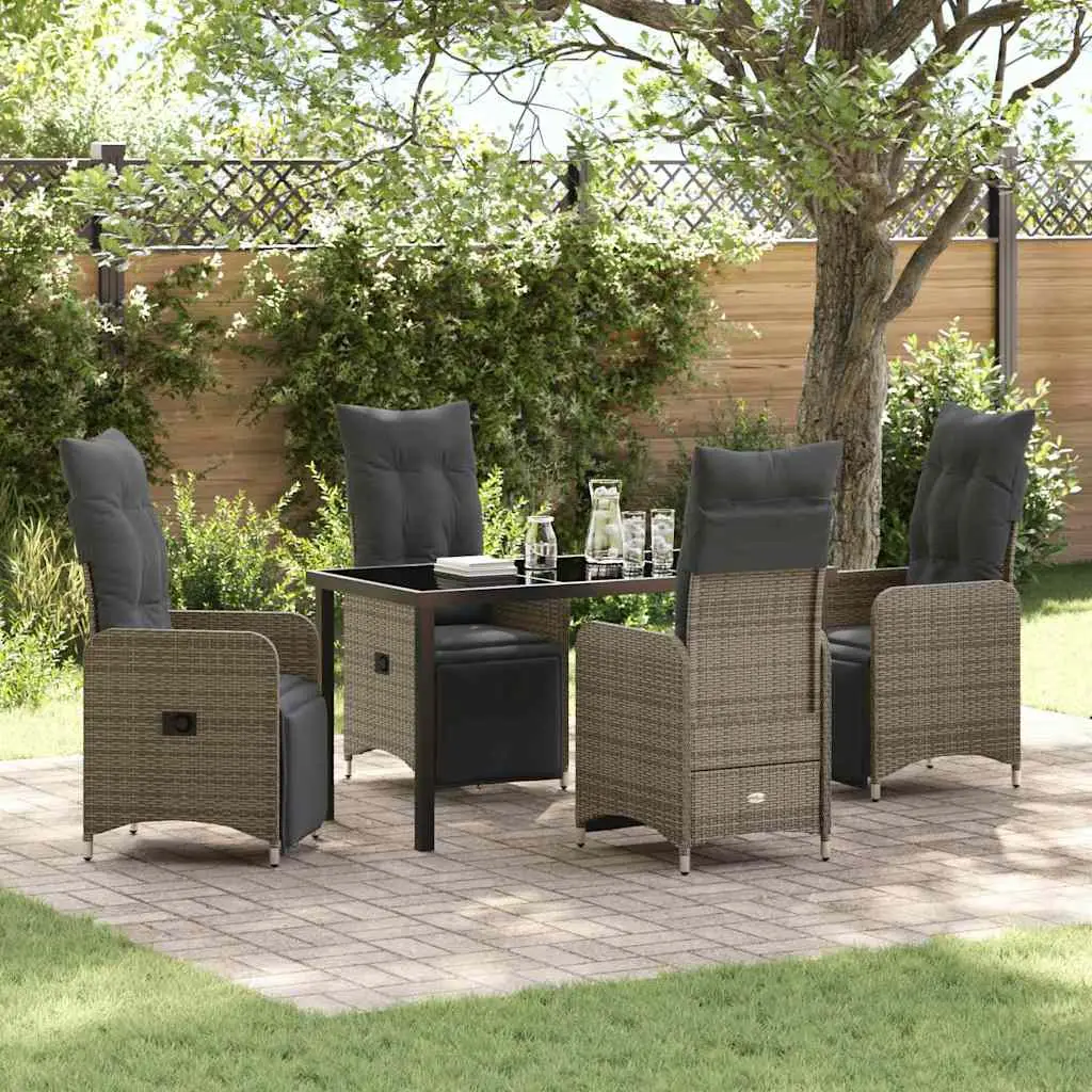 Ensemble de salle à manger pour jardin 5 pcs Gris polyrotin vidaXL 3379676
