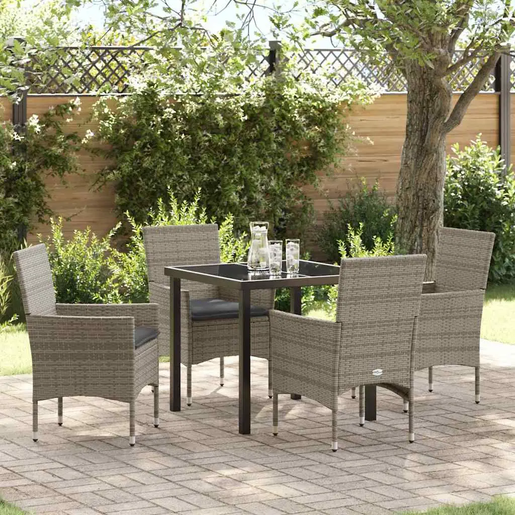 Ensemble de salle à manger pour jardin 5 pcs Gris polyrotin vidaXL 3379787