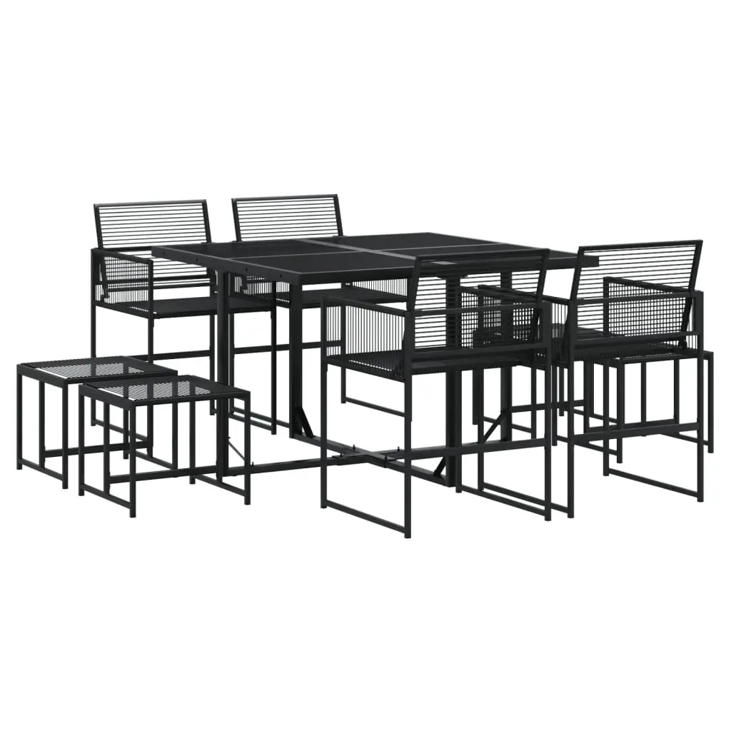 Ensemble de 9 pcs table de jardin avec chaises – mobilier de jardin Noir Résine tressée