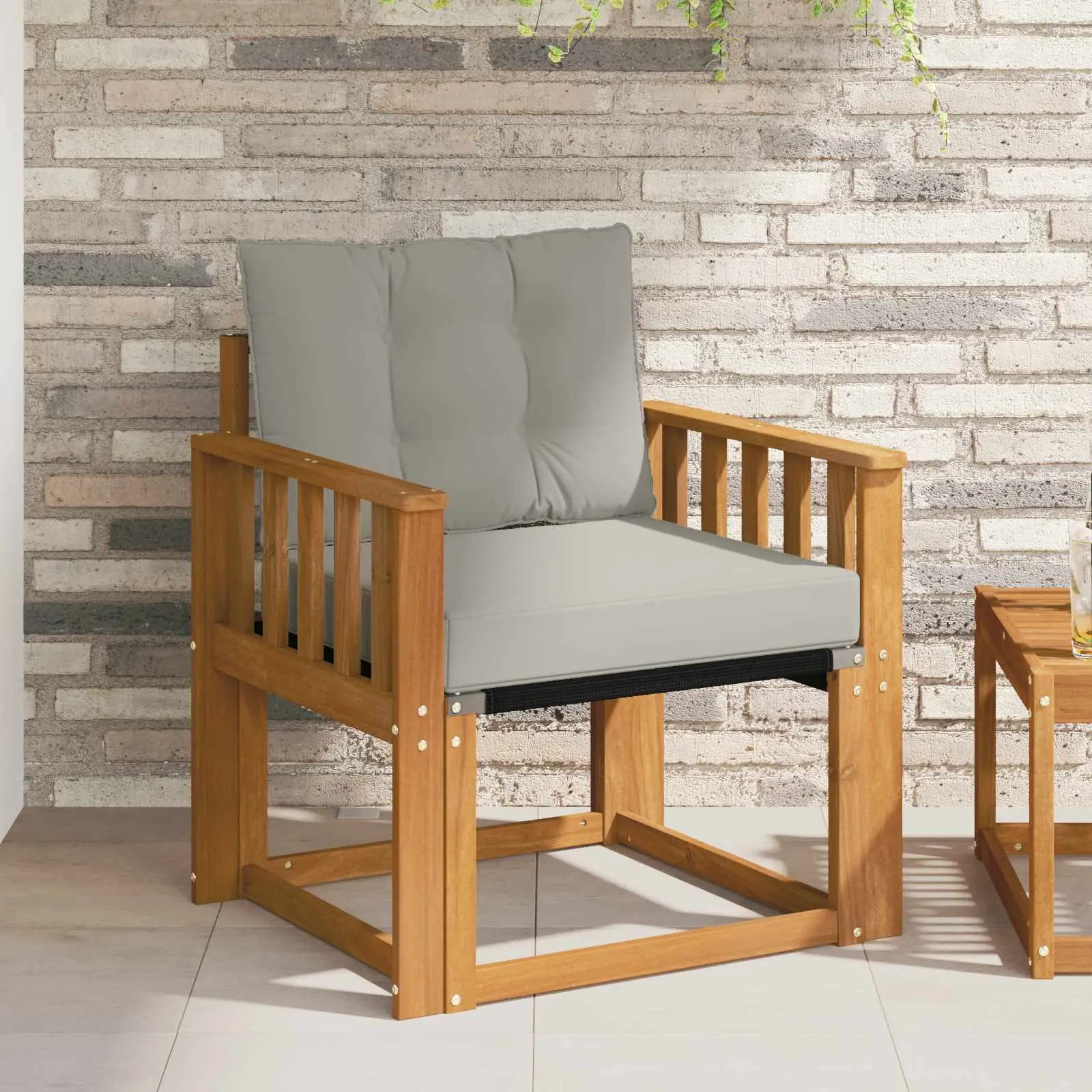 Canapé d’extérieur Bois d’Acacia Massif Gris Naturel et Clair vidaXL 3436295 Naturel et gris clair